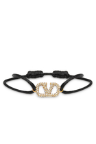 VLogo Signature Strass Leather Bracelet